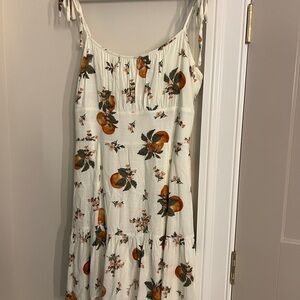 Sugarlips Peach 🍑 Print Mini Dress - Cream and Orange
